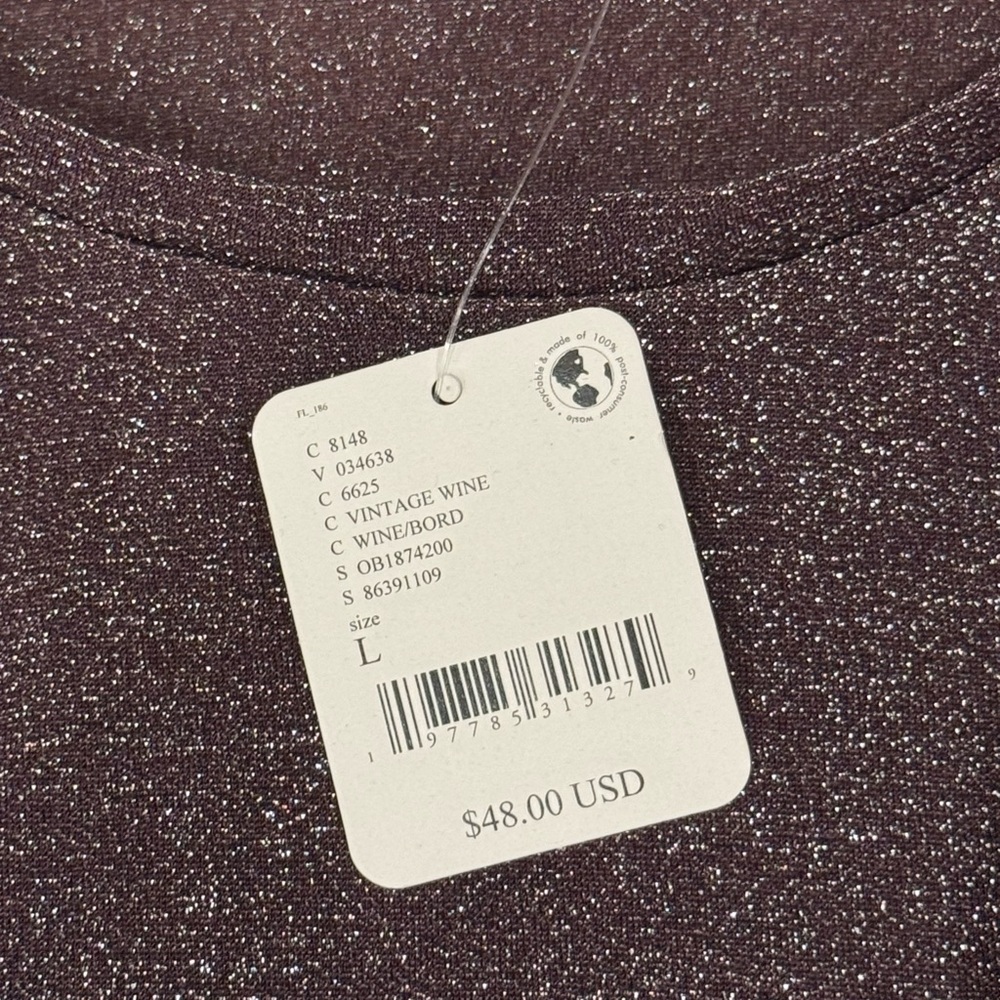 NEW Free People Intimately L Mesh So Well Layering Top Red Wine Metallic NWT - Picture 4 of 11